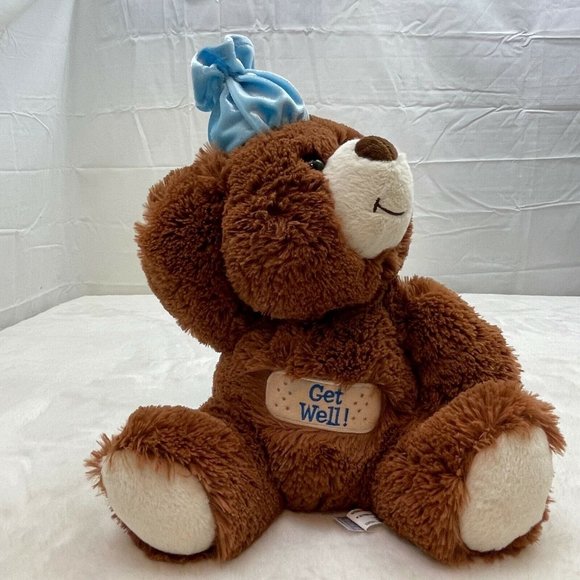 Aurora Get Well Teddy Bear 12" Plush Stuffed Toy Brown Soft 2018 - Picture 1 of 10